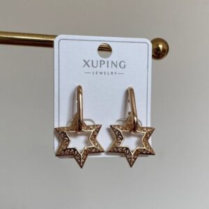 Xuping İçten Geçme Desenli Yıldız Küpe