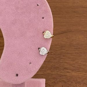 Pirinç Helix Taşlı Kalp Piercing