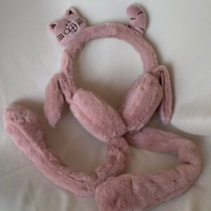 Oynayan Ses Çıkaran Kulaklık Kedi Ve Kuyruğu Koyu Pembe
