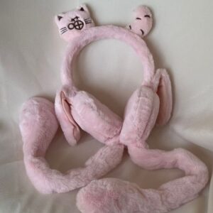 Oynayan Ses Çıkaran Kulaklık Kedi Ve Kuyruğu Toz Pembe