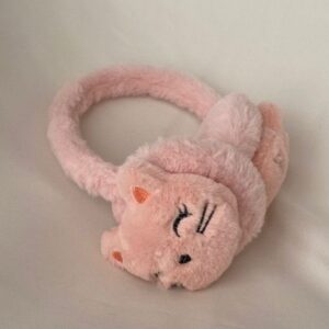 Peluş Kulaklık Kısık Göz Kedi Toz Pembe