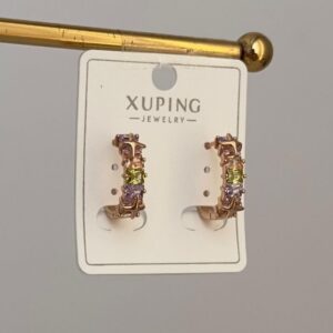 Xuping Halka Renli Taşlı Yıldız Küpe