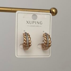 Xuping Halka Yaprak Taşlı Küpe