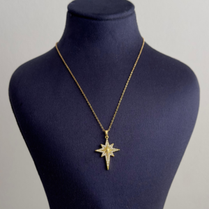 çelik gold kutup yıldızı taş 45cm kolye