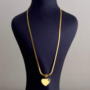 çelik gold italyan kalp plaka 60cm kolye