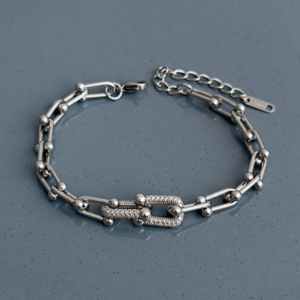 çelik silver tffny ortası taşlı bileklik
