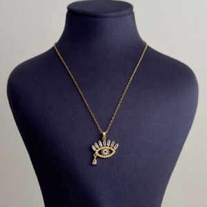 çelik gold göz taşlı 45cm kolye