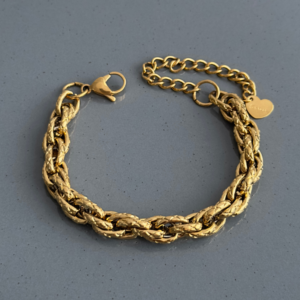 çelik gold içiçe geçme tırtıklı bileklik