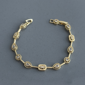 pirinç vip gold y beyaz damla taşlı bileklik