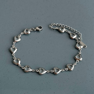 çelik silver kalp beyaz taşlı bileklik