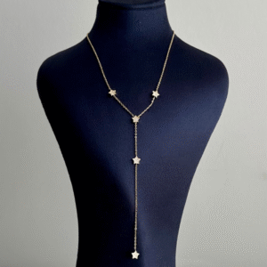 çelik gold yıldız uzun 55cm kolye