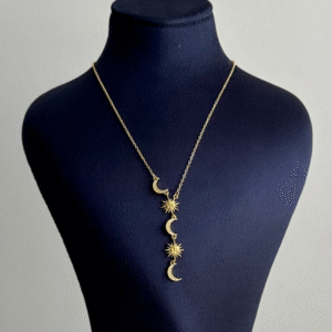 çelik gold ay güneş 50cm kolye