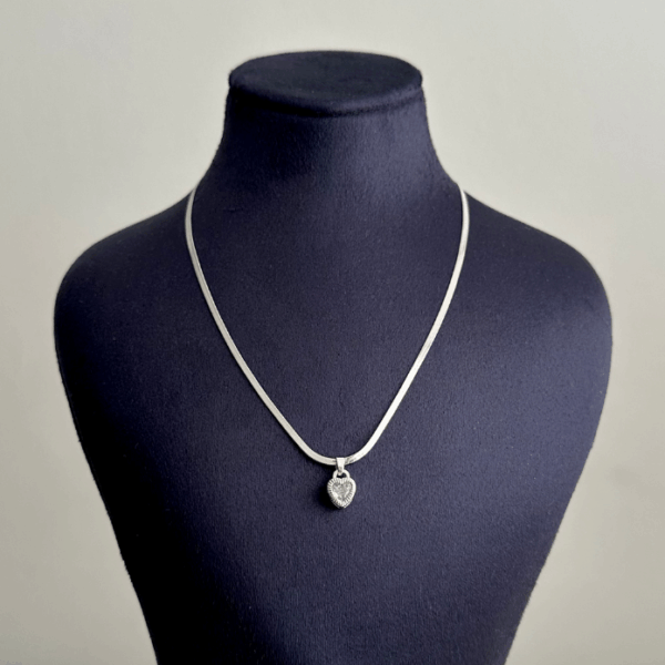 çelik silver italyan kalp 45cm kolye