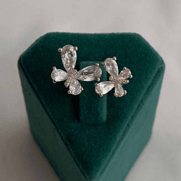 pirinç gold ayarlanabilir ayrık iki kelebek taşlı yüzük