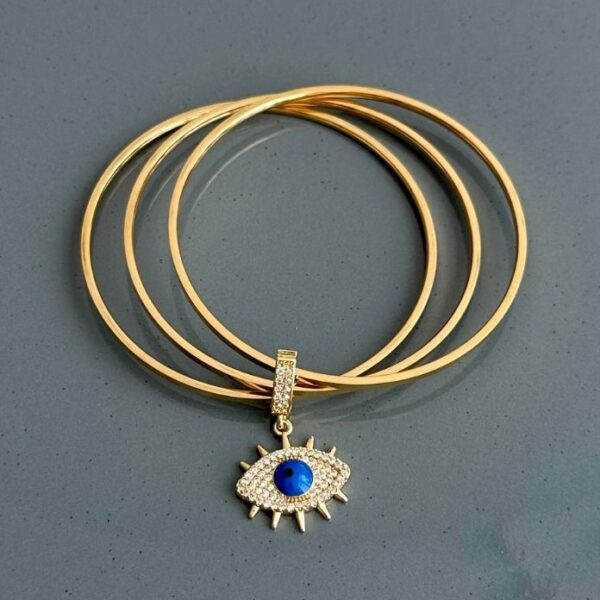 çelik gold charmlı ajda kelepçe