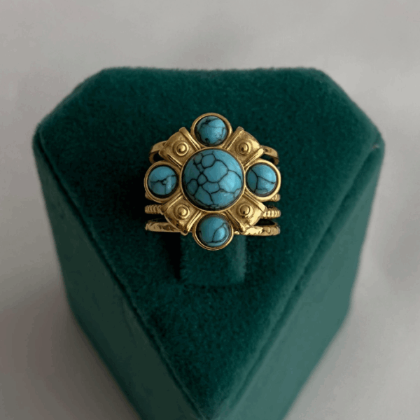 çelik gold ayarlanabilir mavi doğaltaş yüzük