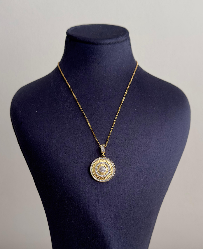 110.png çelik gold halka sıra taş 45cm kolye - Görsel 1