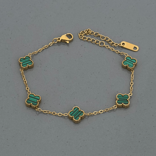 çelik beş yonca küçük yeşil bileklik