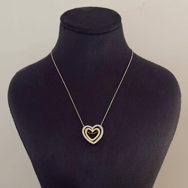 çelik kalp ikili iki renk kolye