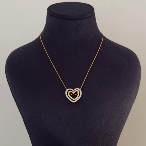 çelik kalp ikili iki renk kolye