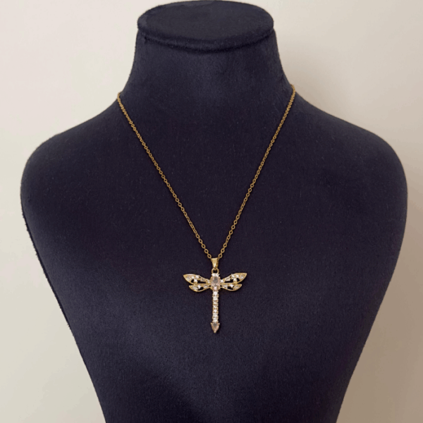 çelik yusufçuk pembe taşlı kolye