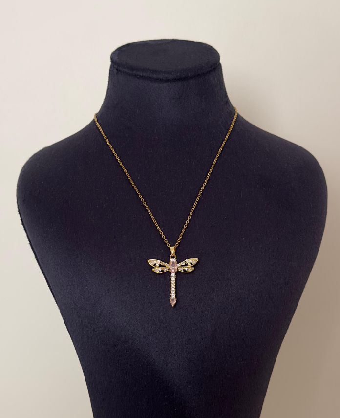 111278.png çelik yusufçuk pembe taşlı kolye - Görsel 1