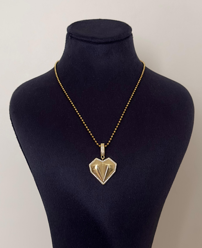 111281.png çelik kalp boncuklu zincir taşlı kolye - Görsel 1