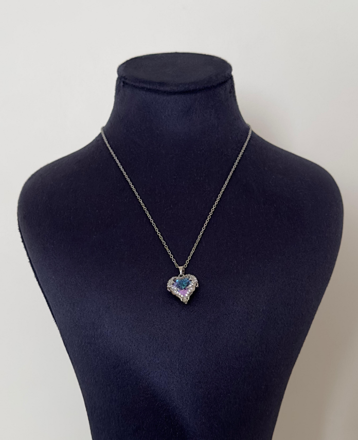 111288.png çelik kalp mavi taş kolye - Görsel 1