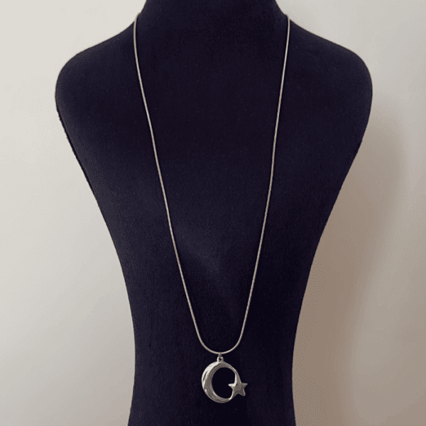 çelik 60cm ay yıldız kolye