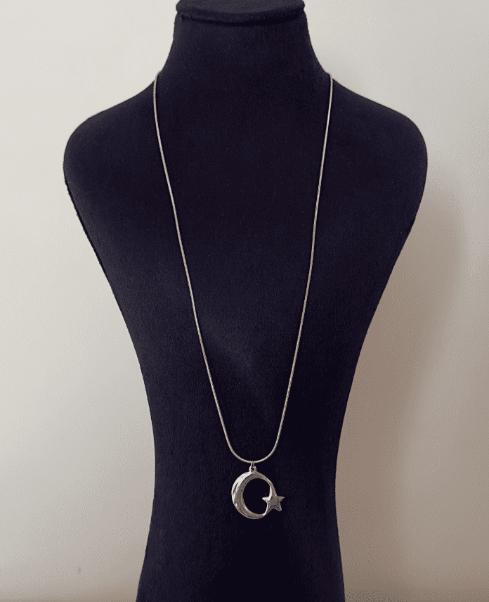 111337.png çelik 60cm ay yıldız kolye - Görsel 1