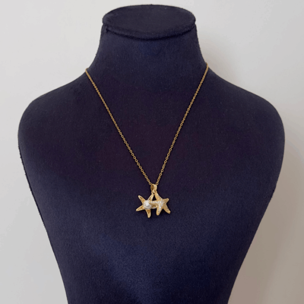 çelik açılır içi inci deniz yıldızı kolye