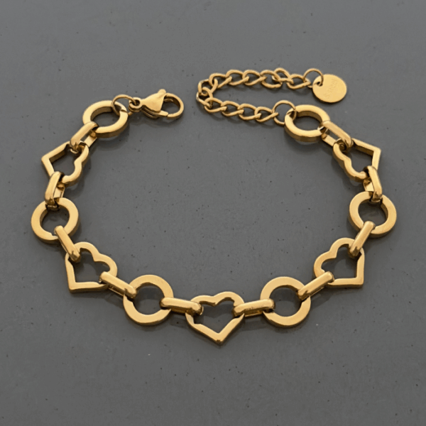 çelik kalp yuvarlak geçme bileklik