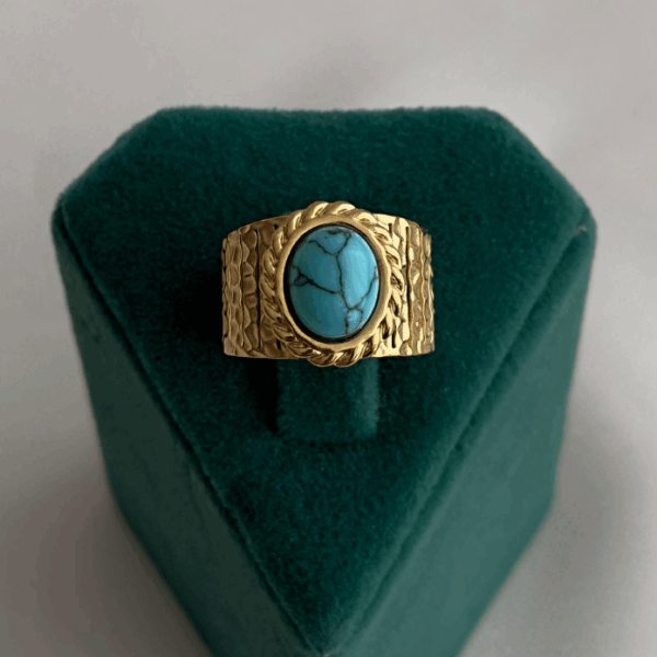 çelik gold ayarlanabilir mavi doğaltaş yüzük