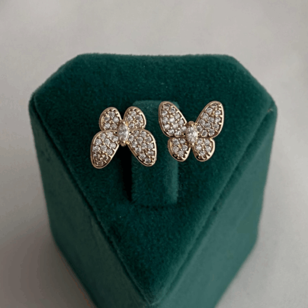 pirinç gold ayarlanabilir ayrık iki kelebek yüzük