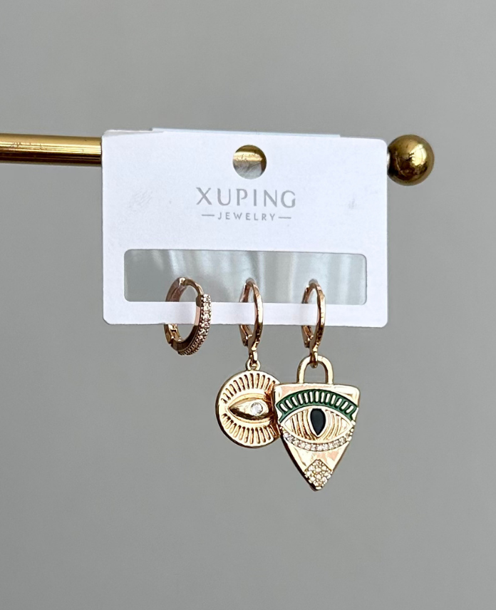 120-2.png xuping rose üçlü üçgen göz küpe - Görsel 1