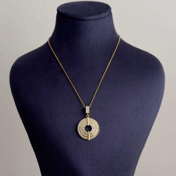 çelik gold halka sıra taş 45cm kolye