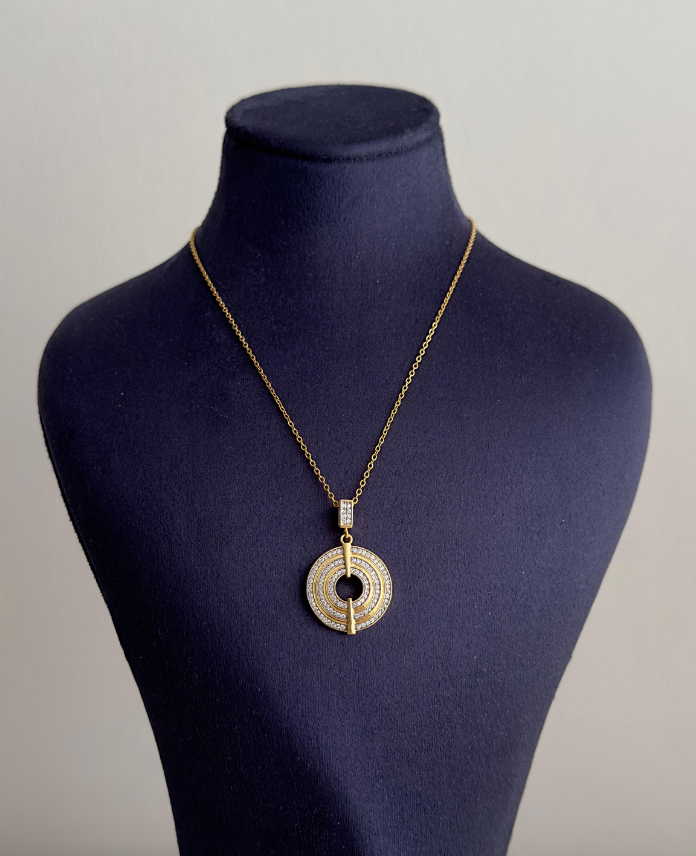 121.png çelik gold halka sıra taş 45cm kolye - Görsel 1