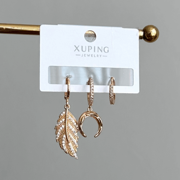 xuping rose üçlü yaprak küpe