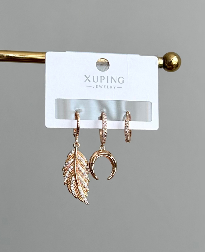 122-2.png xuping rose üçlü yaprak küpe - Görsel 1