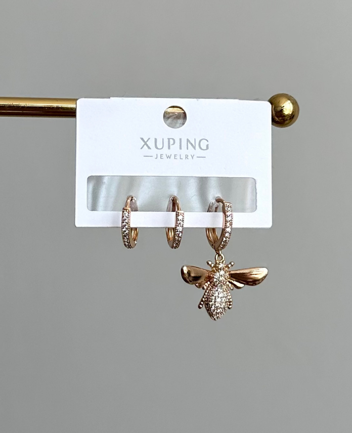 123-2.png xuping rose üçlü arı küpe - Görsel 1