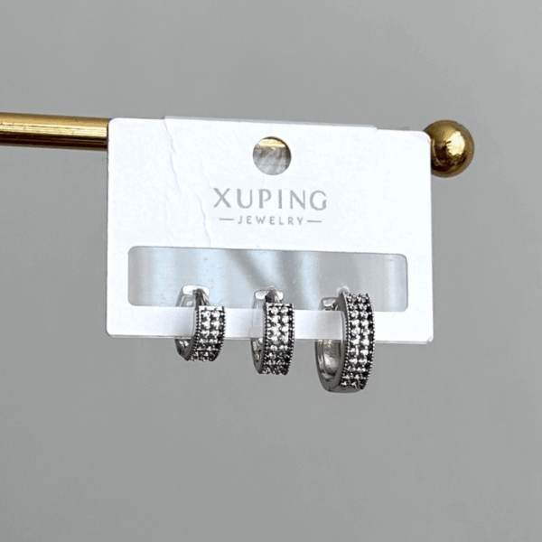 xuping silver üçlü halka taşlı küpe