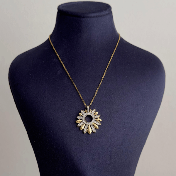 çelik gold halka saçak taş 45cm kolye