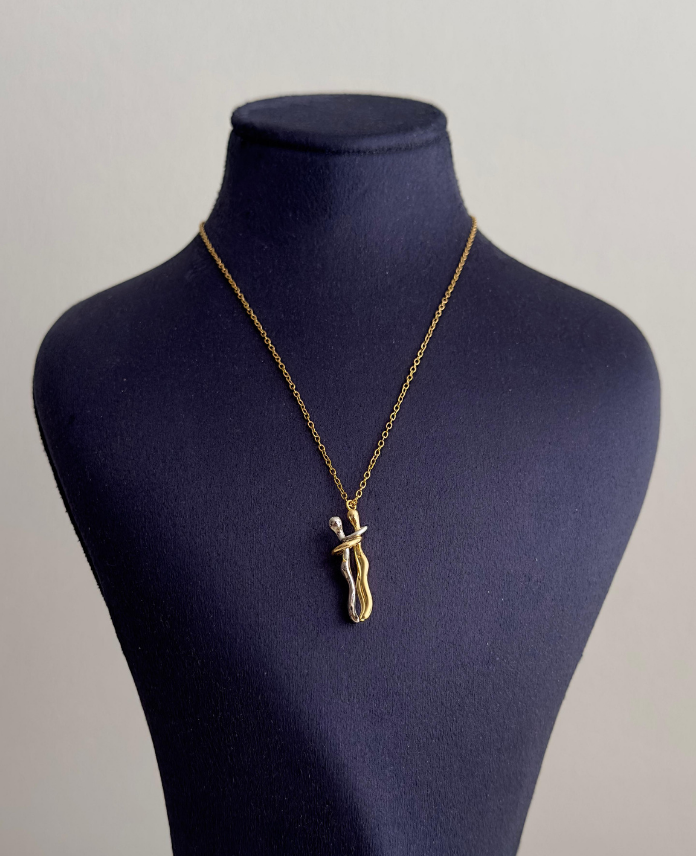 128.png çelik gold sarılan insanlar 45cm kolye - Görsel 1