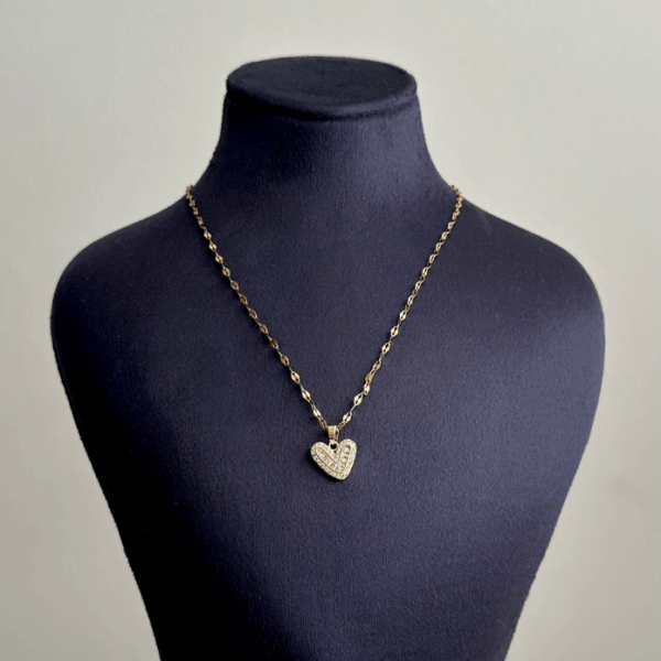 çelik gold kalp parlak zincir 45cm kolye