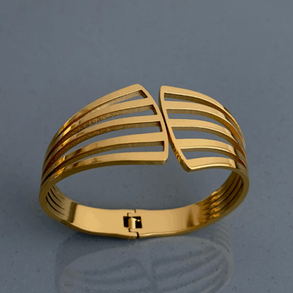 çelik gold ikili çizgi plaka kelepçe