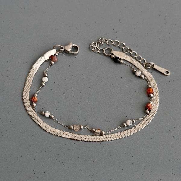 çelik silver ikili italyan doğaltaş bileklik