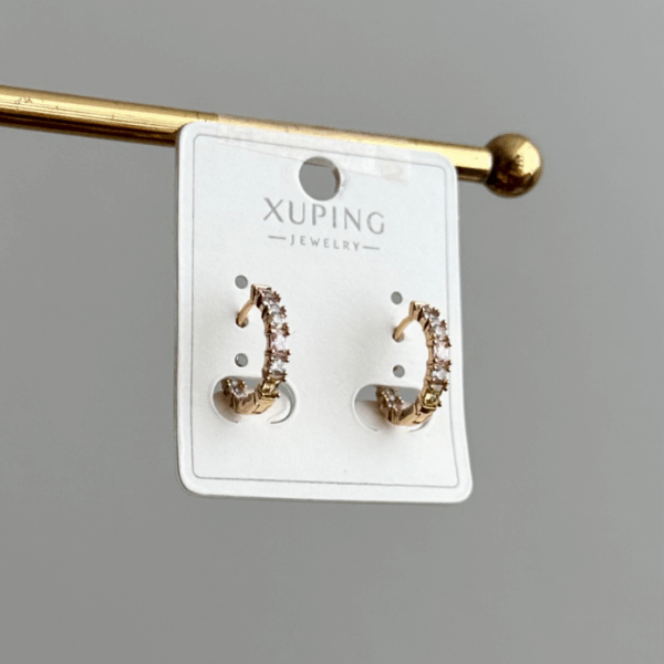 xuping rose renkli taşlı ince halka küpe