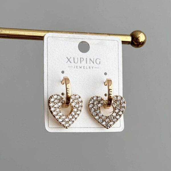 xuping rose kalp içten geçme taşlı küpe