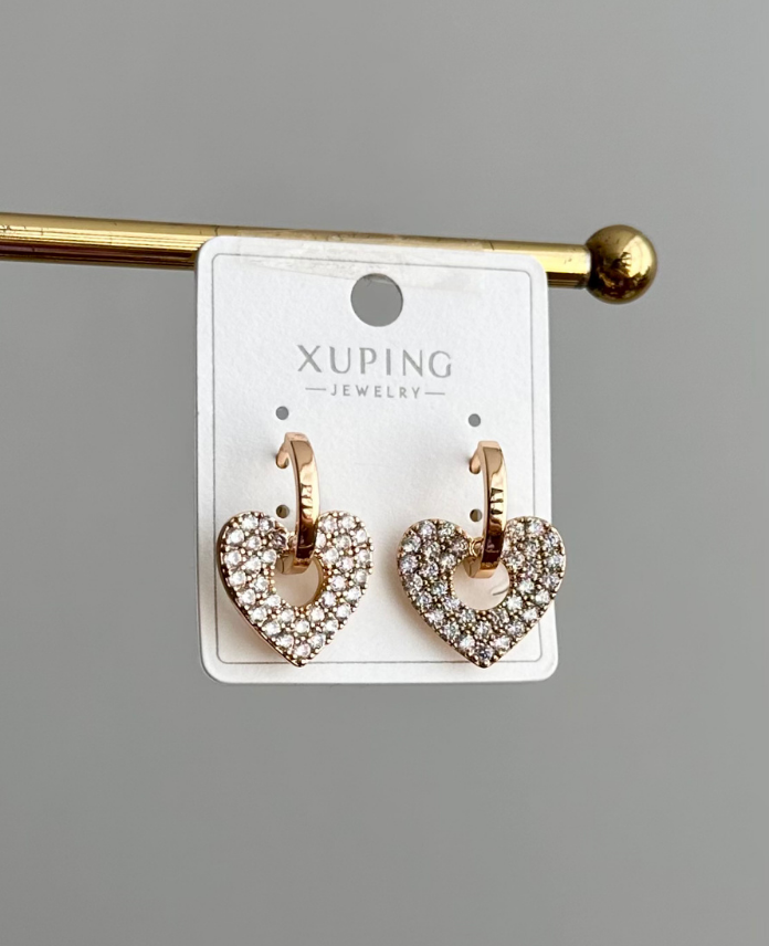 142-1-1.png xuping rose kalp içten geçme taşlı küpe - Görsel 1