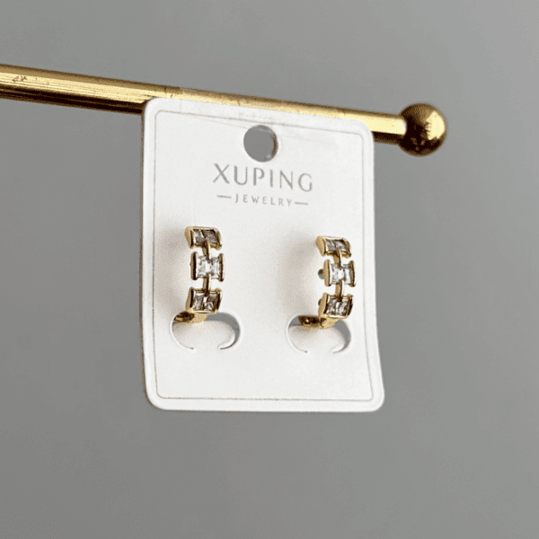 xuping rose halka aralıklı taşlı küpe